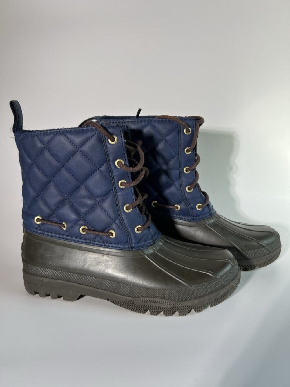 Sperry Duck Boots Womens 8 Blue Quilted Waterproof Lace Up Winter Rain - Picture 3 of 12